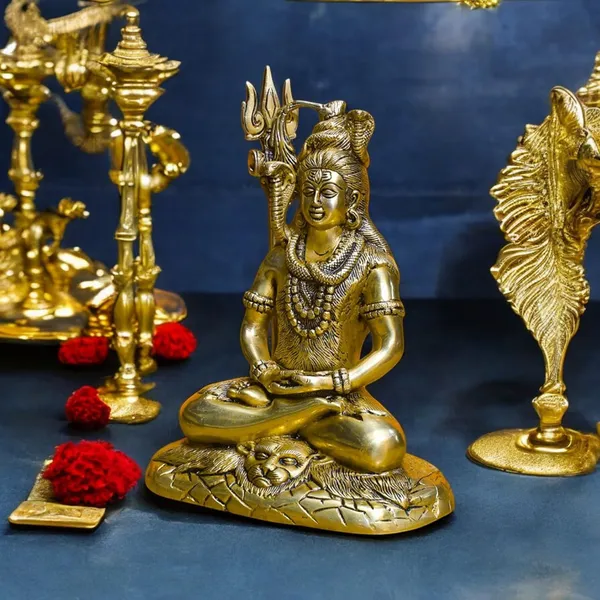 Antique_Brass_Shiva_Idol_For_Home_Pooja_Room,_Mahadev_Murti_With_Trishul_And_Damru,_Meditating_Statue_For_House_Warming_Gift_And_Decor