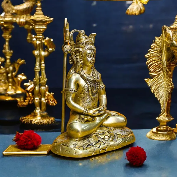 Antique_Brass_Shiva_Idol_For_Home_Pooja_Room,_Mahadev_Murti_With_Trishul_And_Damru,_Meditating_Statue_For_House_Warming_Gift_And_Decor