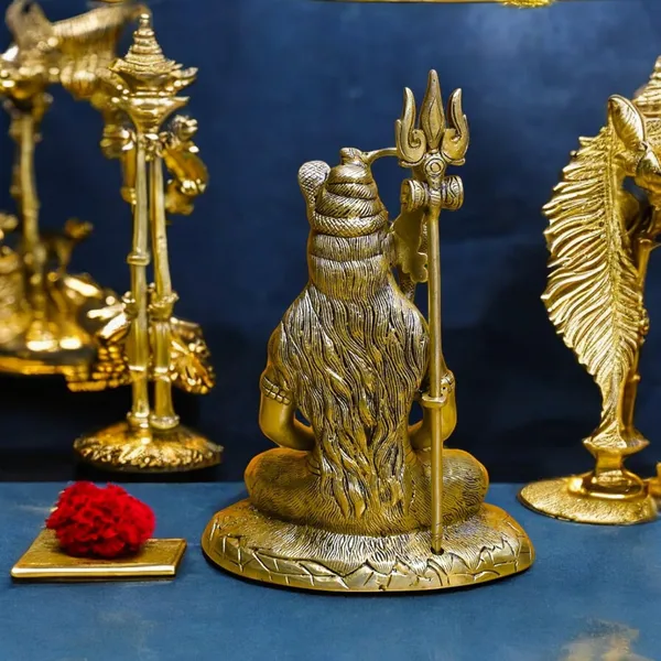 Antique_Brass_Shiva_Idol_For_Home_Pooja_Room,_Mahadev_Murti_With_Trishul_And_Damru,_Meditating_Statue_For_House_Warming_Gift_And_Decor