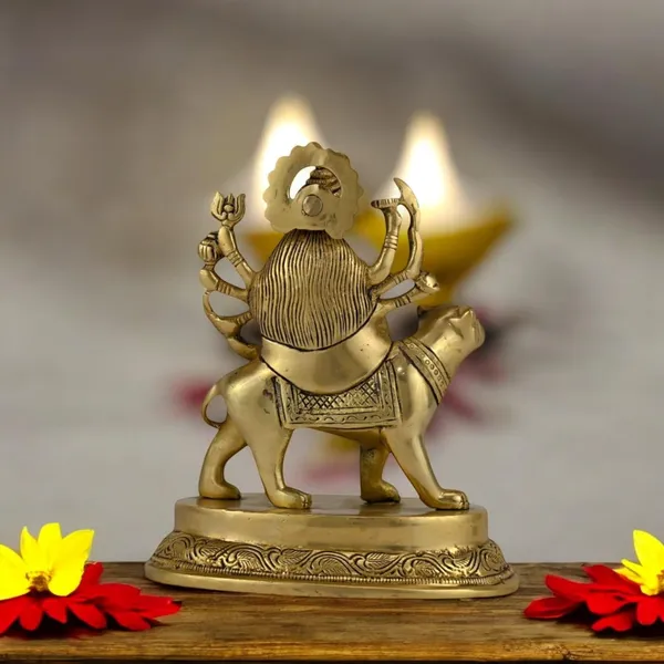 SHANTI
Brass
Durga
MATA
Idol/Murti
for
Puja
Room,
Home,
Office