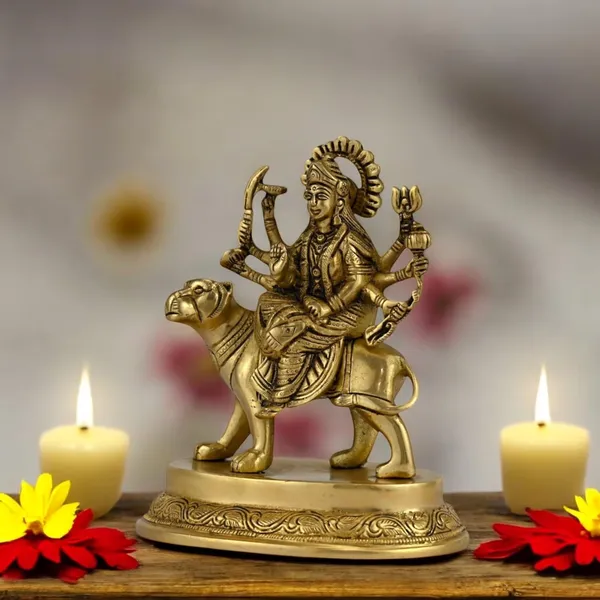 SHANTI
Brass
Durga
MATA
Idol/Murti
for
Puja
Room,
Home,
Office
