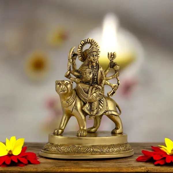 SHANTI
Brass
Durga
MATA
Idol/Murti
for
Puja
Room,
Home,
Office