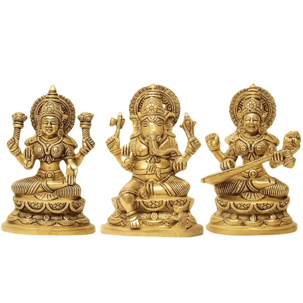 SHANTI_Brass_Lakshmi,Ganesh,Saraswati_Idol_for_Home_puja_Statue_for_Home_d�cor,_Office_Desk,_showpiece,_House_Warming.
