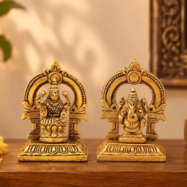 SHANTI_Brass_Laxmi_Ganesh_Idol_for_Home_puja_ganpati_Idol_Lakshmi_Ganesh_murti_for_Gift_vinayaka_Idol_Vinayagar_Statue_for_Home_d�cor,_Office_Desk,_showpiece,_House_Warming