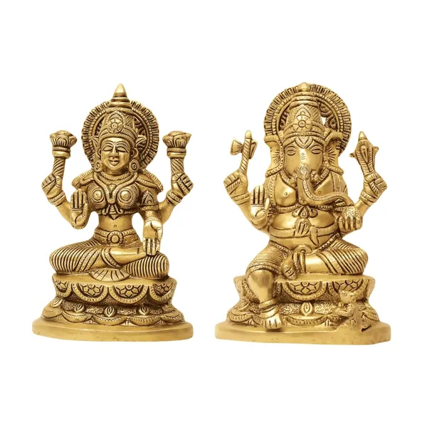 SHANTI_Brass_Laxmi_Ganesh_Idol_for_Home_puja_ganpati_Idol_Lakshmi_Ganesh_murti_for_Gift_vinayaka_Idol_Vinayagar_Statue_for_Home_d�cor,_Office_Desk,_showpiece,_House_Warming