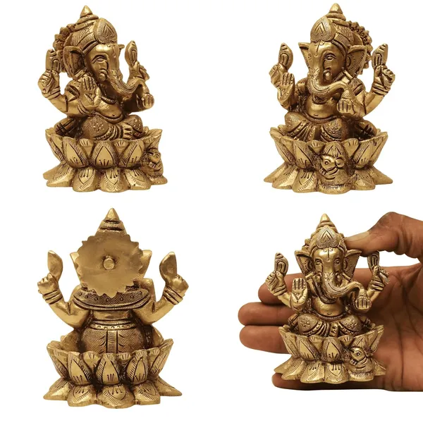 SHANTI_Brass_Laxmi_Ganesh_Idol_for_Home_puja_ganpati_Idol_Lakshmi_Ganesh_murti_for_Gift_vinayaka_Idol_Vinayagar_Statue_for_Home_d�cor,_Office_Desk,_showpiece,_House_Warming