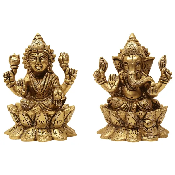SHANTI_Brass_Laxmi_Ganesh_Idol_for_Home_puja_ganpati_Idol_Lakshmi_Ganesh_murti_for_Gift_vinayaka_Idol_Vinayagar_Statue_for_Home_d�cor,_Office_Desk,_showpiece,_House_Warming