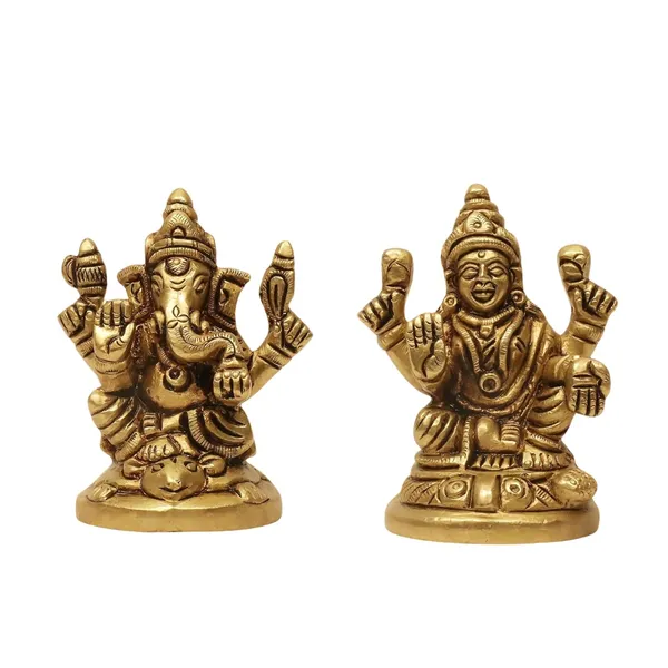 SHANTI_Brass_Laxmi_Ganesh_Idol_for_Home_puja_ganpati_Idol_Laxmi_Ganesh_murti_for_Gift_vinayaka_Idol_Vinayagar_Statue_for_Home_d�cor,_Office_Desk,_showpiece,_House_Warming