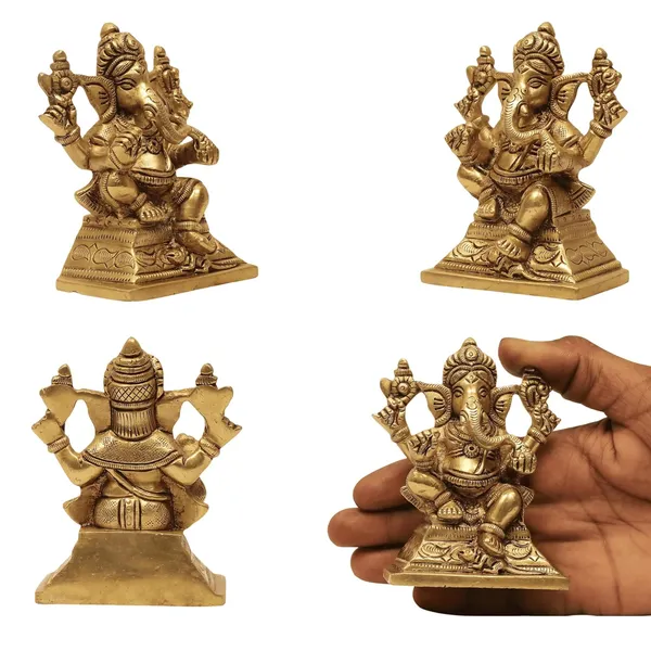 SHANTI_Brass_Laxmi_Ganesh_Idol_for_Home_puja_ganpati_Idol_Laxmi_Ganesh_murti_for_Gift_vinayaka_Idol_Vinayagar_Statue_for_Home_d�cor,_Office_Desk,_showpiece,_House_Warming.