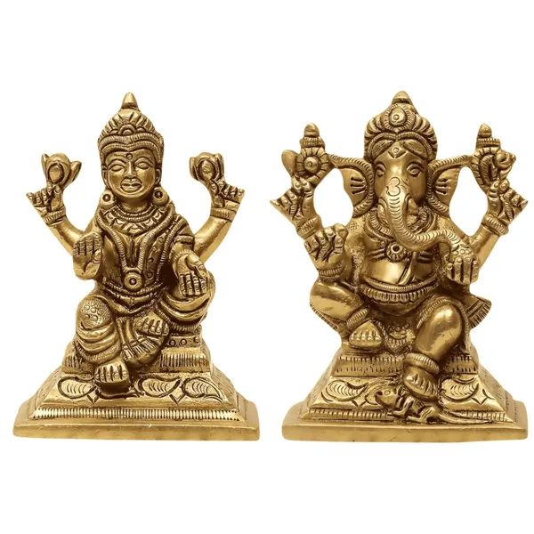 SHANTI_Brass_Laxmi_Ganesh_Idol_for_Home_puja_ganpati_Idol_Laxmi_Ganesh_murti_for_Gift_vinayaka_Idol_Vinayagar_Statue_for_Home_d�cor,_Office_Desk,_showpiece,_House_Warming.