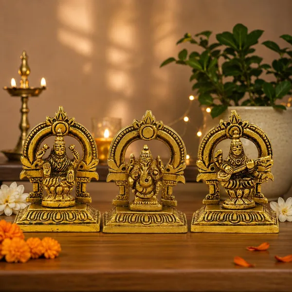 SHANTI_Brass_Laxmi_Ganesh_Saraswati_Idol_for_Home_puja_Statue_for_Home_d�cor,_Office_Desk,_showpiece,_House_Warming.
