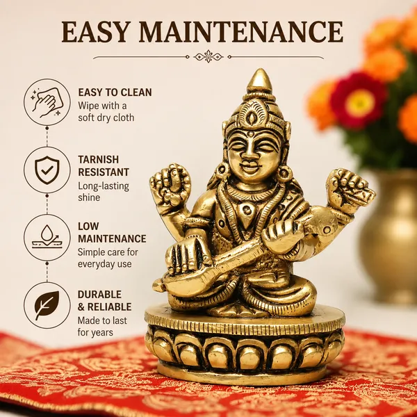 Antique_100%_Pure_Brass_Goddess_Saraswati_Idol_Statue_Murti,_Hindu_Goddess_Of_Knowledge,_Art_Decor_Gifts_For_Pooja