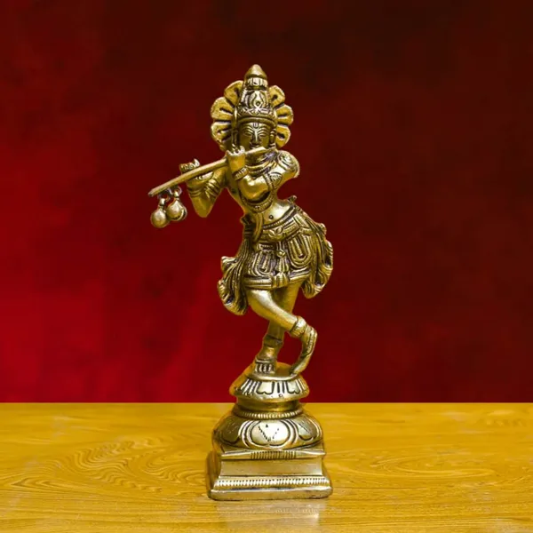 Brass_Krishna_Idol_for_Home_Décor,_Pooja_Room,_Office_|Handcrafted_Lord_Krishna_Statue,_Showpiece,_Decorative_Gift