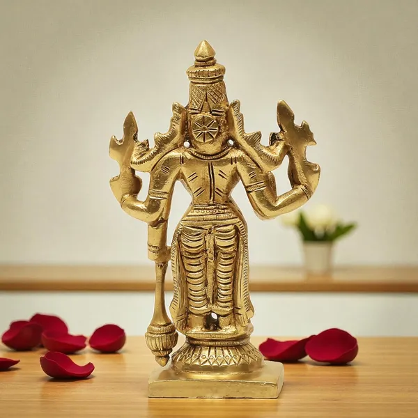 Antique_100%_Pure_Brass_Astadhatu_Lord_Bhagwan_Vishnu_Narayan_Idol_Gada_On_Lotus_Statue_For_Home_Decor,_Mandir,_Temple,_Pooja,_Gift