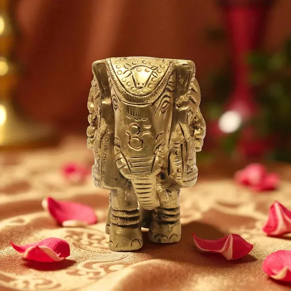 Antique_100%_Pure_Brass_Elephant_Laxmi_And_Ganesh_Embossed_Trunk_Down_Statue_For_Home,_Office_Table_And_Gift_Article,_Animal_Decorative_Showpiece