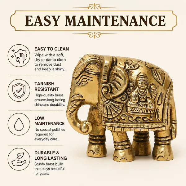 Antique_100%_Pure_Brass_Elephant_Laxmi_And_Ganesh_Embossed_Trunk_Down_Statue_For_Home,_Office_Table_And_Gift_Article,_Animal_Decorative_Showpiece