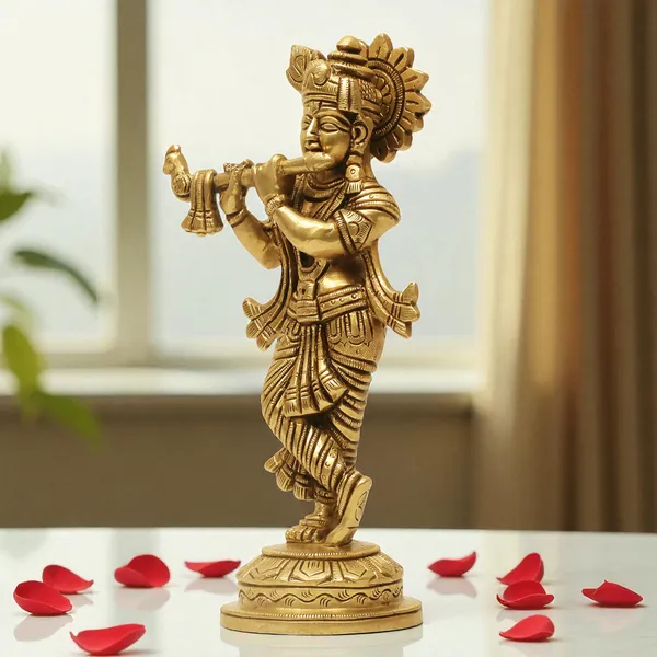 Brass_Krishna_Idol_for_Home_Décor,_Pooja_Room,_Office_|Handcrafted_Lord_Krishna_Statue,_Showpiece,_Decorative_Gift