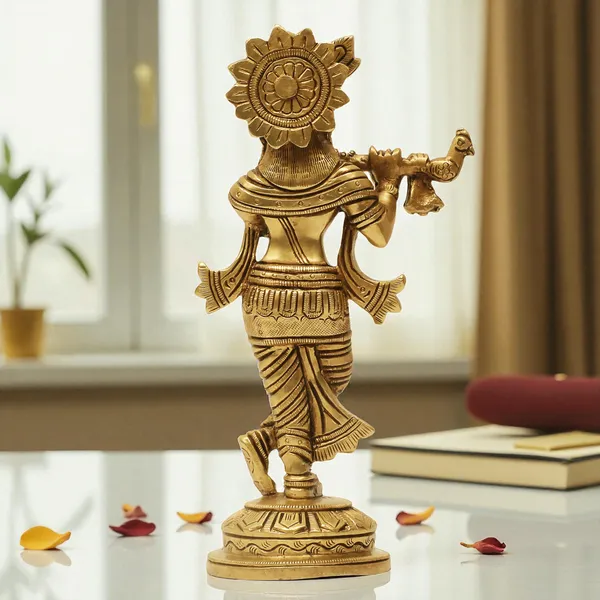 Brass_Krishna_Idol_for_Home_Décor,_Pooja_Room,_Office_|Handcrafted_Lord_Krishna_Statue,_Showpiece,_Decorative_Gift
