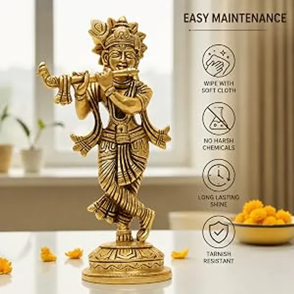 Brass_Krishna_Idol_for_Home_Décor,_Pooja_Room,_Office_|Handcrafted_Lord_Krishna_Statue,_Showpiece,_Decorative_Gift