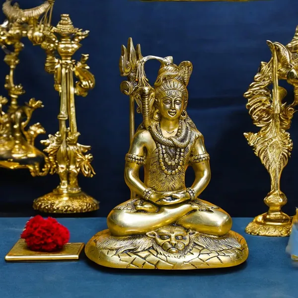 Antique_Brass_Shiva_Idol_For_Home_Pooja_Room,_Mahadev_Murti_With_Trishul_And_Damru,_Meditating_Statue_For_House_Warming_Gift_And_Decor