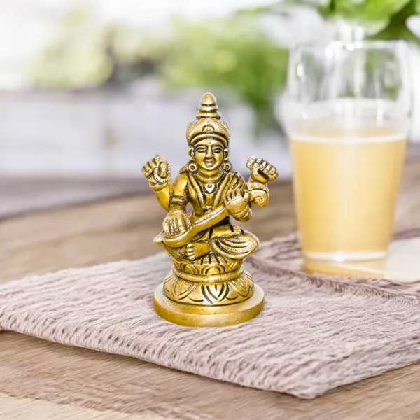 Antique_100%_Pure_Brass_Goddess_Saraswati_Idol_Statue_,_Hindu_Goddess_Of_Knowledge,_Art_Decor_Gifts_For_Pooja