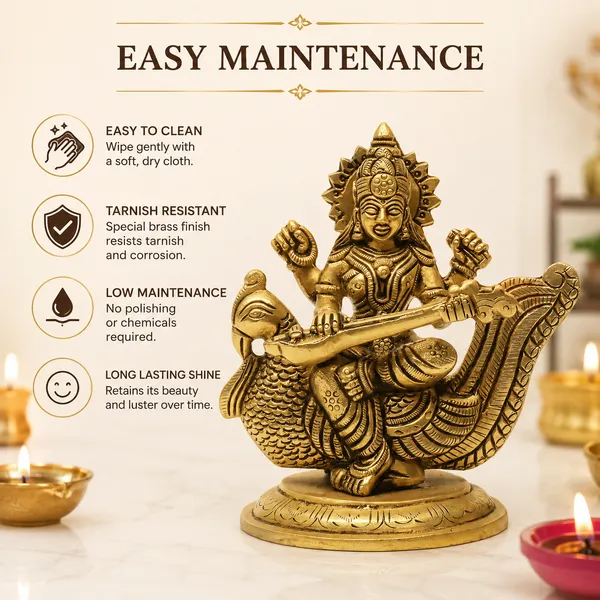 Antique_100%_Pure_Brass_Goddess_Saraswati_Idol_Statue_Murti,_Hindu_Goddess_Of_Knowledge,_Art_Decor_Gifts_For_Pooja