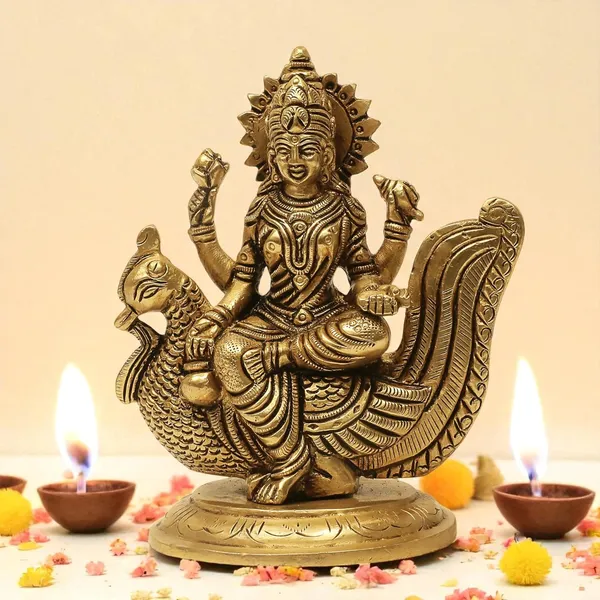 Antique_Brass_Maa_Gayatri_Devi_Idol,_Murti_For_Pooja,_Temple,_Home_Decor_Statue_And_Gift