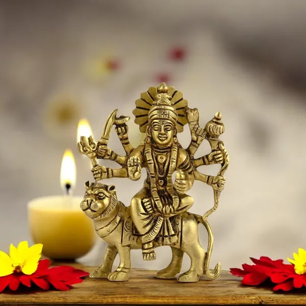 Antique_100%_Pure_Brass_Maa_Durga_Devi_Idol_Statue_Sherawali_For_Navratri_,Home_Diwali_Decoration_And_Diwali_Gifts