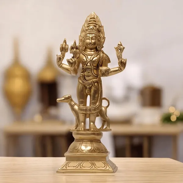 Antique_Brass_Kaal_Bhairav_Idol,_Baba_With_Dog,_Bhairav_Statue_For_Pooja,_Home_Decor,_Showpiece
