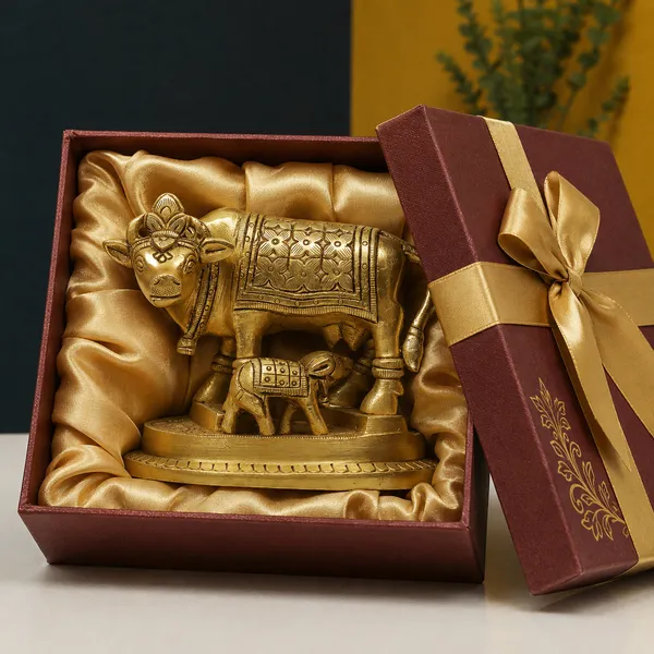 Antique_100%_Pure_Brass_Kamdhenu_Cow_And_Calf_Statue,_Vastu_Offers_Wealth,_Prosperity,_Health,_Peace_For_Home,_Office