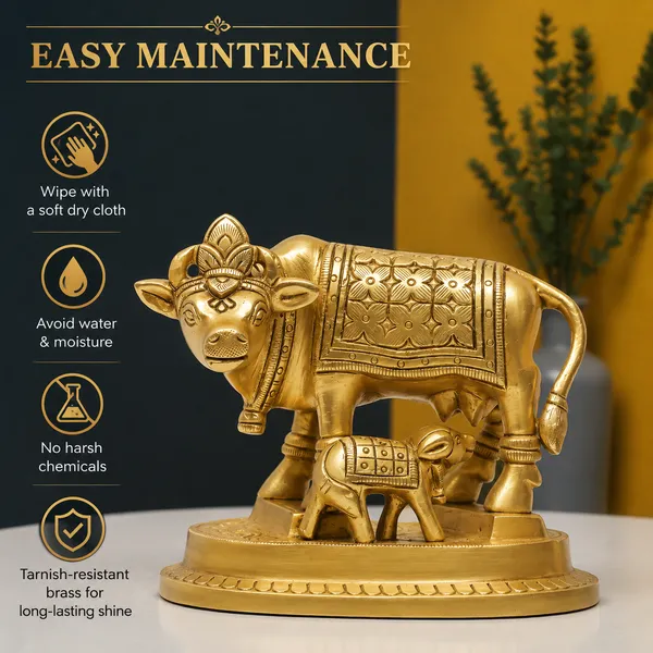Antique_100%_Pure_Brass_Kamdhenu_Cow_And_Calf_Statue,_Vastu_Offers_Wealth,_Prosperity,_Health,_Peace_For_Home,_Office