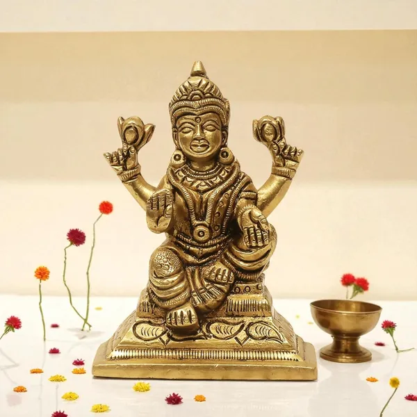 Antique_100%_Pure_Brass_Lakshmi_Devi_Idol_Statue_For_Pooja_Goddess,_Temple_Pooja_Room_And_Diwali_Decoration_Gifts