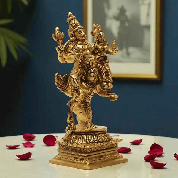 Antique_Brass_Set_Of_Lakshmi_Vishnu_Ji_Sitting_On_Garun_Dev_Murti_Maa_Laxmi_Vishnu_Resting_Idol_Lakshmi_Narayan_Statue_For_Home_Temple_Diwali_Pooja