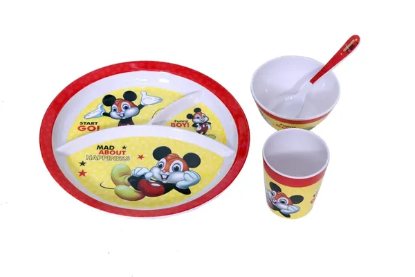 Dinewell_Funny_Boys_Kids_Melamine_Dinner_Set_(Set_of_4)