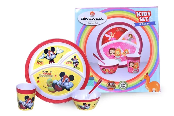 Dinewell_Funny_Boys_Kids_Melamine_Dinner_Set_(Set_of_4)