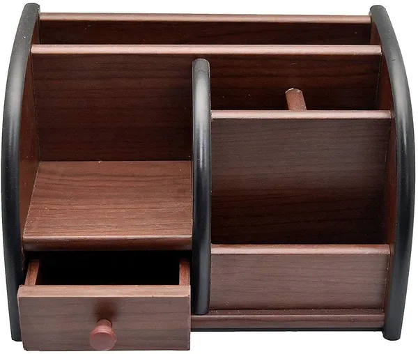 Multi-Functional_Wooden_Desk_Organiser,_Pen_Stand/Pencil_Stand_With_Drawer,_Stationery_Stand_For_Office_And_Students_Use_-_Mobile_Holder_For_Desk,_Brown
