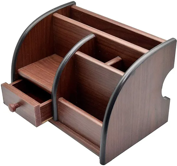 Multi-Functional_Wooden_Desk_Organiser,_Pen_Stand/Pencil_Stand_With_Drawer,_Stationery_Stand_For_Office_And_Students_Use_-_Mobile_Holder_For_Desk,_Brown