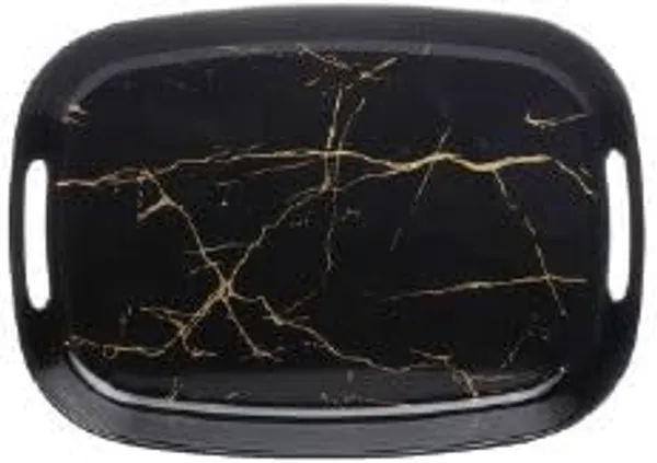 Dinewell_Mapple_Melamine_Black_Static_Gold_Elegent_Design_100%_Pure_Melamine_Tray_Set_of_3