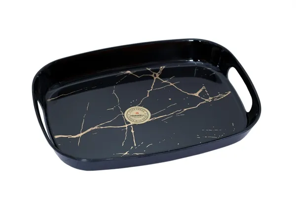 Dinewell_Mapple_Melamine_Black_Static_Gold_Elegent_Design_100%_Pure_Melamine_Tray_Set_of_3