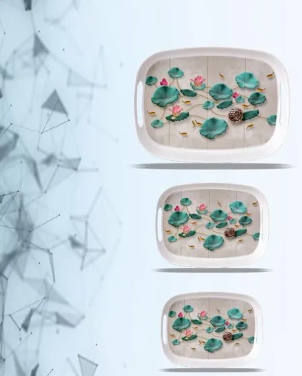 Dinewell_Mapple_Lotus_Valley_Elegent_Design_100%_Melamine_Tray_Set_of_2