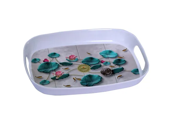 Dinewell_Mapple_Lotus_Valley_Elegent_Design_100%_Melamine_Tray_Set_of_2