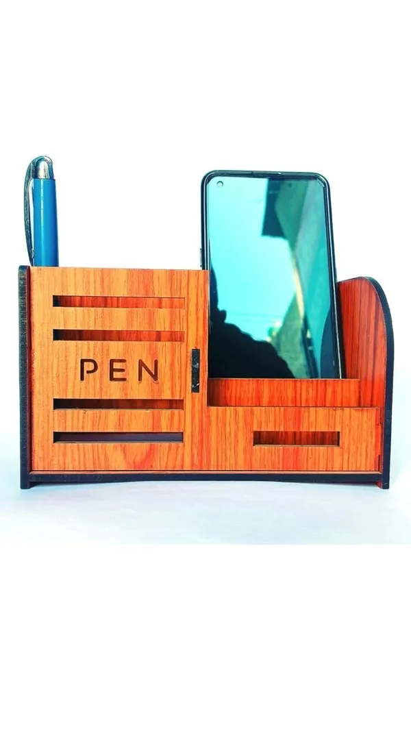 Wooden_Desk_Organizer_with_Pen_Holder_and_Mobile_Phone_Stand,_MDF_Material