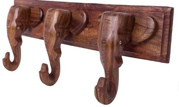 Decorative_Wall-Mounted_Key_Holder,_Wooden_Elephant_Design,_3-Hook_Rack,_Brown