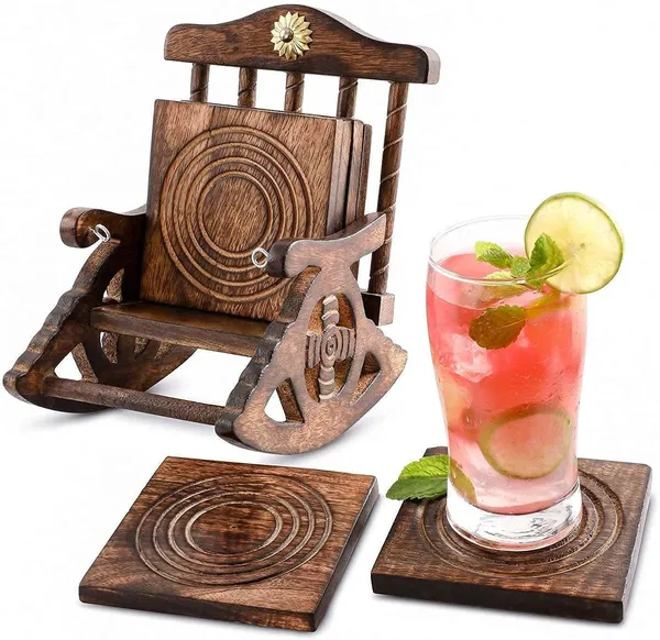 Wooden_Rocking_Chair_Coaster_Holder_Set_with_6_Carved_Drink_Coasters,_Rustic_Brown
