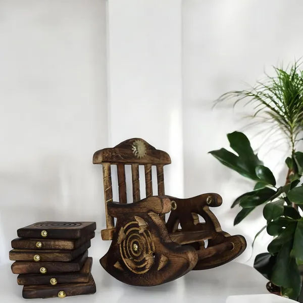 Wooden_Rocking_Chair_Coaster_Holder_Set_with_6_Carved_Drink_Coasters,_Rustic_Brown