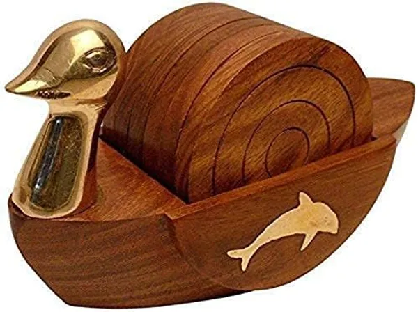 Wooden_Duck_Coaster_Set,_6_Round_Coasters_with_Decorative_Stand,_Rosewood_with_Brass_Inlay