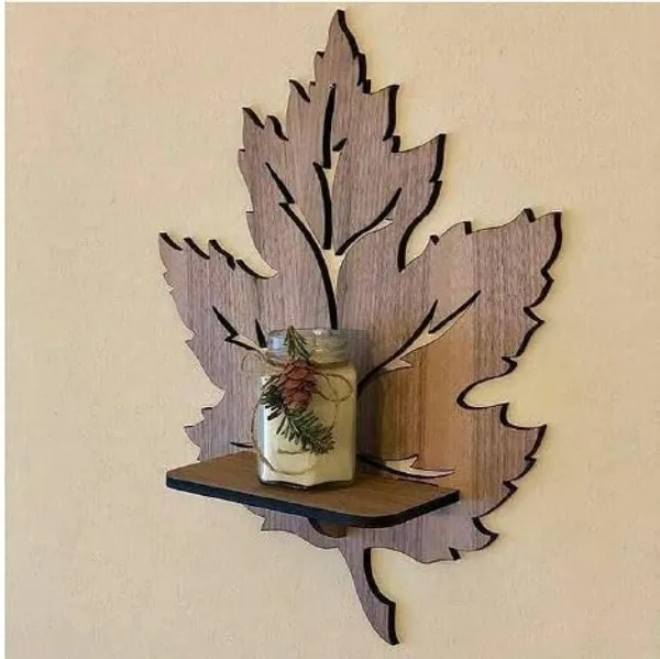 Decorative_Wooden_Leaf_Wall_Shelf,_MDF_Laser_Cut,_Wall_Mounted_Display_Rack
