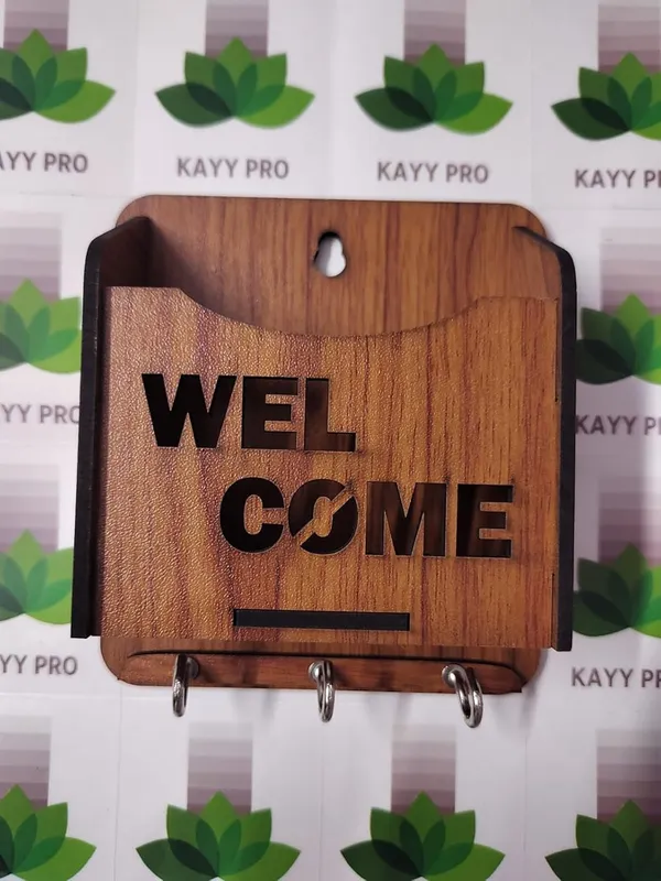 Wooden_Welcome_Key_Holder_with_3_Metal_Hooks,_Wall_Mounted