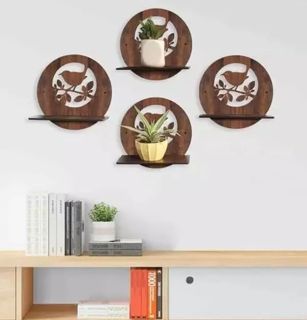 Decorative_Round_Wooden_Wall_Shelf_with_Bird_Design,_Set_of_2,_Brown