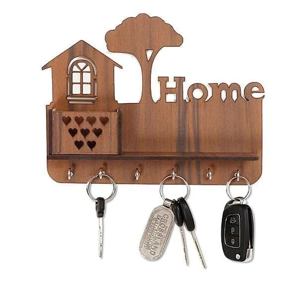 Decorative_Wooden_Key_Holder_for_Wall,_Home_Design_with_6_Hooks_with_Decorative_Wooden_Leaf_Wall_Shelf,_MDF_Laser_Cut,_Wall_Mounted_Display_Rack_(Combo_Pack)